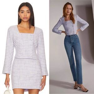 Favorite Daughter The Dasha Tweed Top in Lilac $338